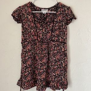 Motherhood Maternity Floral Top - Black and Pink